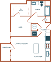 Legacy at Fitz Aurora CO A10B One Bedroom 686 SF